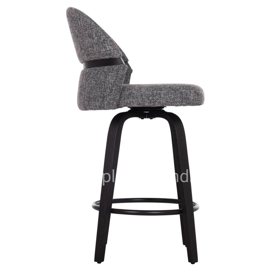 BAR STOOL SWIVEL DEKKER HM18250.03 PLYWOOD IN BLACK--FABRIC IN GREY 48x54x96Hcm.