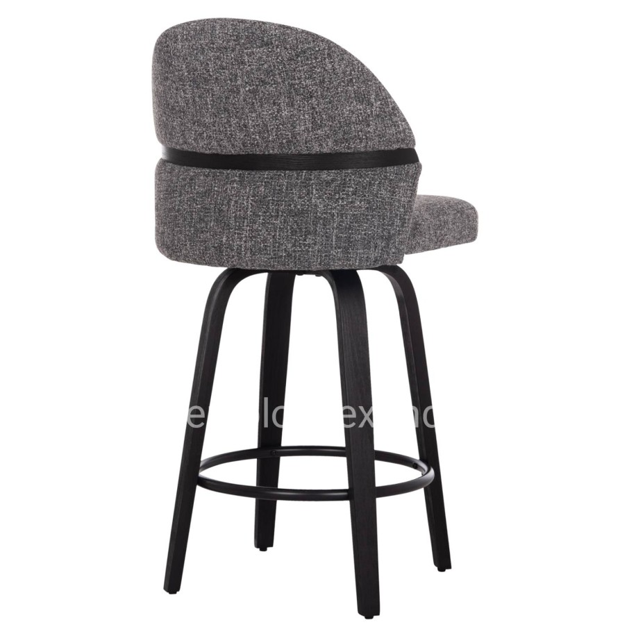 BAR STOOL SWIVEL DEKKER HM18250.03 PLYWOOD IN BLACK--FABRIC IN GREY 48x54x96Hcm.