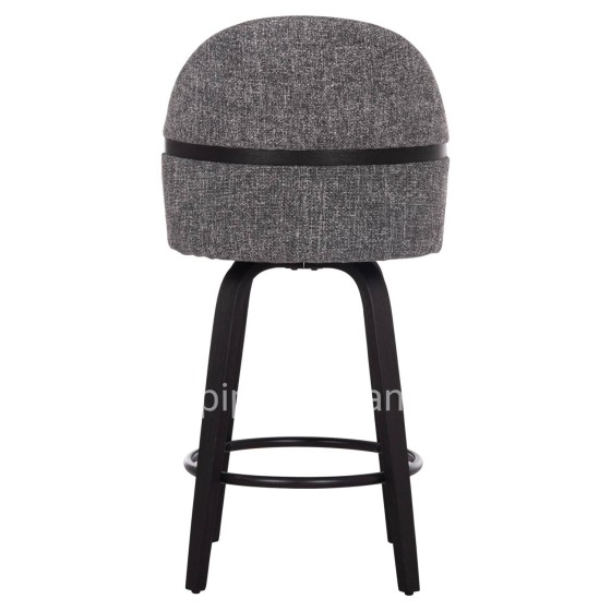 BAR STOOL SWIVEL DEKKER HM18250.03 PLYWOOD IN BLACK--FABRIC IN GREY 48x54x96Hcm.