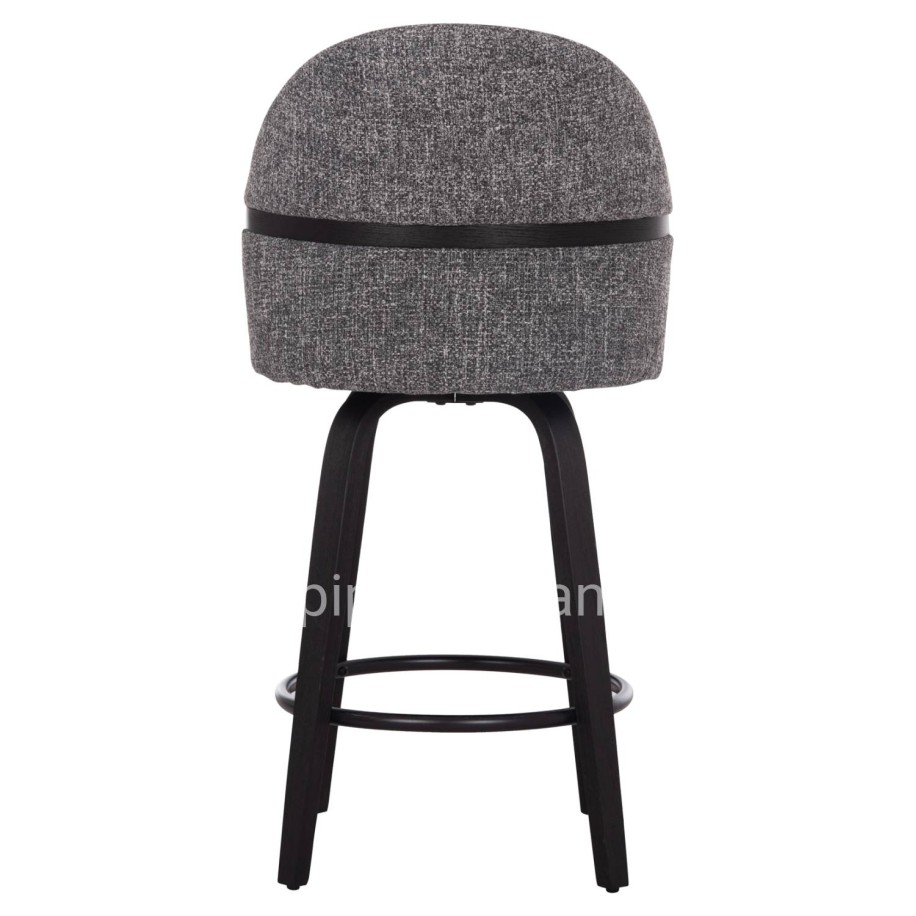 BAR STOOL SWIVEL DEKKER HM18250.03 PLYWOOD IN BLACK--FABRIC IN GREY 48x54x96Hcm.