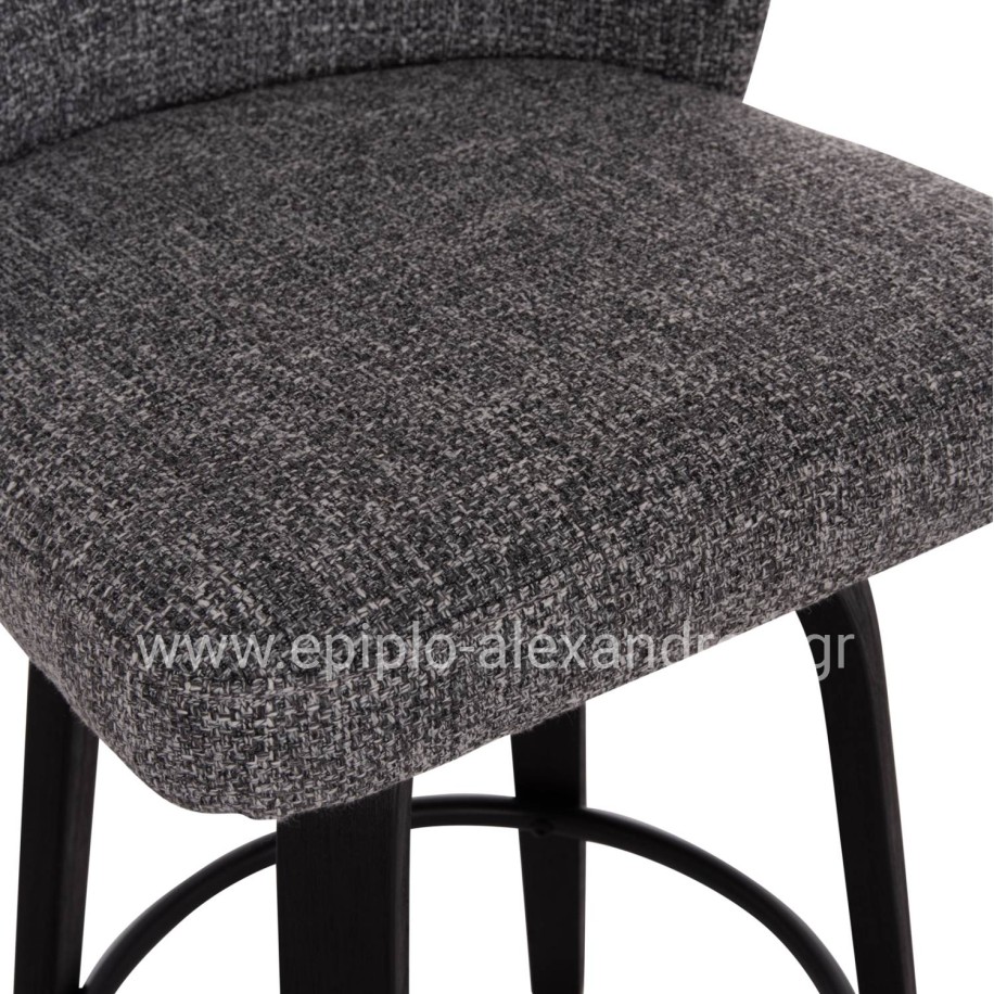 BAR STOOL SWIVEL DEKKER HM18250.03 PLYWOOD IN BLACK--FABRIC IN GREY 48x54x96Hcm.