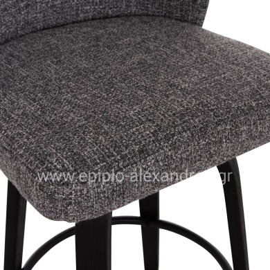 BAR STOOL SWIVEL DEKKER HM18250.03 PLYWOOD IN BLACK--FABRIC IN GREY 48x54x96Hcm.