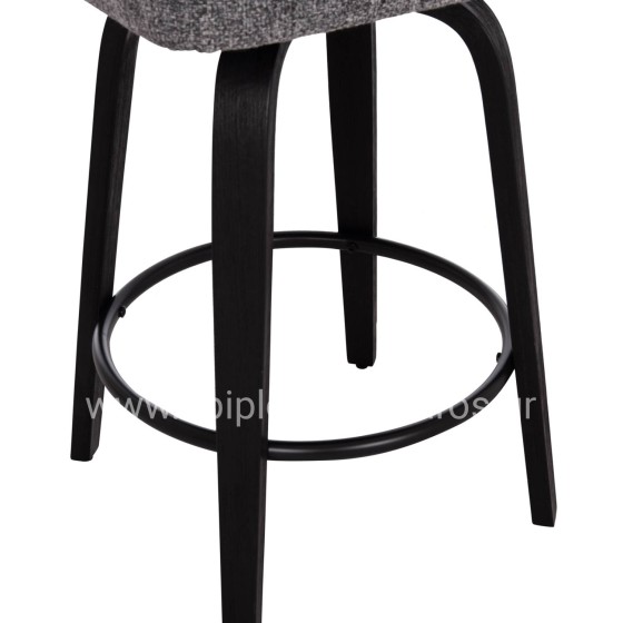 BAR STOOL SWIVEL DEKKER HM18250.03 PLYWOOD IN BLACK--FABRIC IN GREY 48x54x96Hcm.
