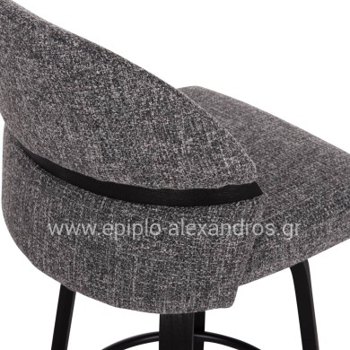 BAR STOOL SWIVEL DEKKER HM18250.03 PLYWOOD IN BLACK--FABRIC IN GREY 48x54x96Hcm.