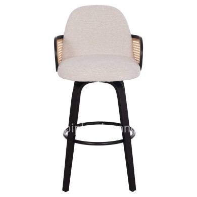 BAR STOOL SWIVEL BECKER HM18251.02 PLYWOOD IN BLACK--FABRIC IN ECRU 50x52x100Hcm.