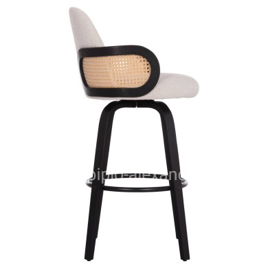 BAR STOOL SWIVEL BECKER HM18251.02 PLYWOOD IN BLACK--FABRIC IN ECRU 50x52x100Hcm.