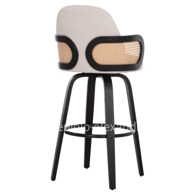 BAR STOOL SWIVEL BECKER HM18251.02 PLYWOOD IN BLACK--FABRIC IN ECRU 50x52x100Hcm.