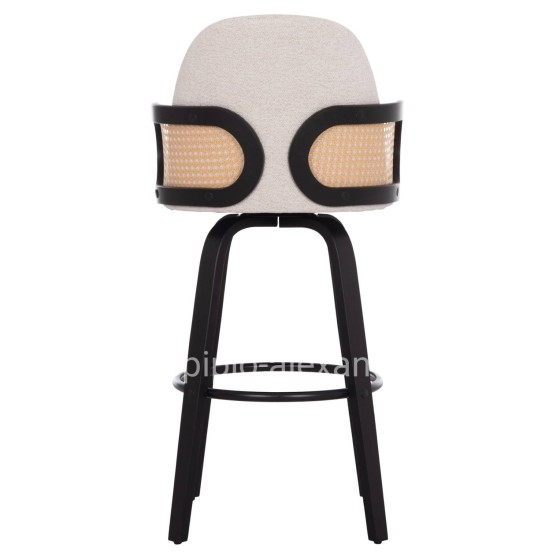 BAR STOOL SWIVEL BECKER HM18251.02 PLYWOOD IN BLACK--FABRIC IN ECRU 50x52x100Hcm.