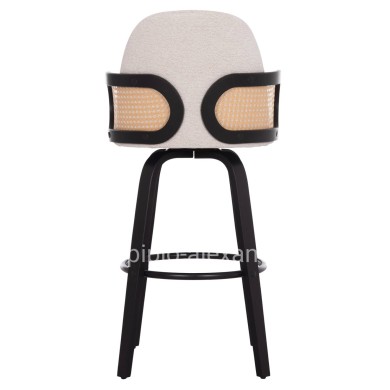 BAR STOOL SWIVEL BECKER HM18251.02 PLYWOOD IN BLACK--FABRIC IN ECRU 50x52x100Hcm.