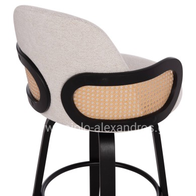 BAR STOOL SWIVEL BECKER HM18251.02 PLYWOOD IN BLACK--FABRIC IN ECRU 50x52x100Hcm.