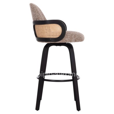 BAR STOOL SWIVEL BECKER HM18251.03 PLYWOOD IN BLACK--FABRIC IN BROWN 50x52x100Hcm.