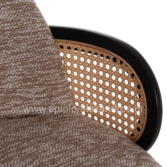 BAR STOOL SWIVEL BECKER HM18251.03 PLYWOOD IN BLACK--FABRIC IN BROWN 50x52x100Hcm.