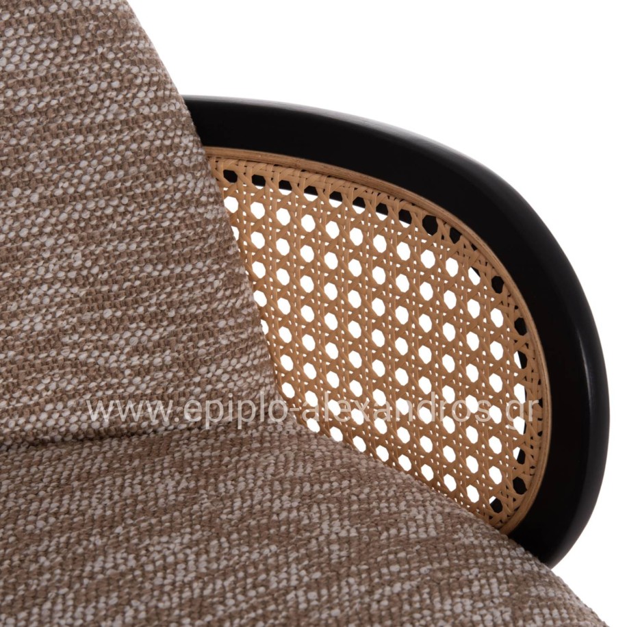 BAR STOOL SWIVEL BECKER HM18251.03 PLYWOOD IN BLACK--FABRIC IN BROWN 50x52x100Hcm.