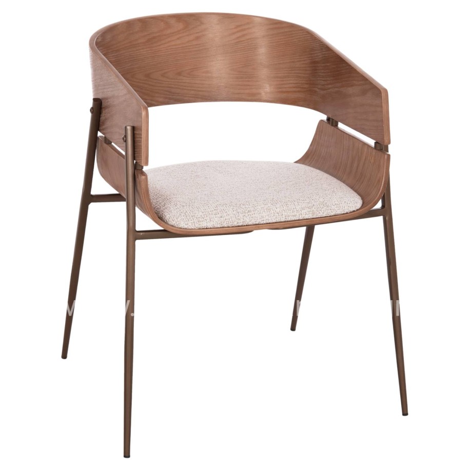 DINING ARMCHAIR KRILL HM18254.01 PLYWOOD IN WHITEWASH--META LEGS IN COPPER COLOR 55.5x55x72Hcm.