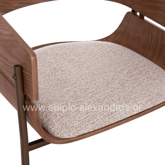 DINING ARMCHAIR KRILL HM18254.01 PLYWOOD IN WHITEWASH--META LEGS IN COPPER COLOR 55.5x55x72Hcm.