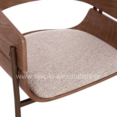 DINING ARMCHAIR KRILL HM18254.01 PLYWOOD IN WHITEWASH--META LEGS IN COPPER COLOR 55.5x55x72Hcm.