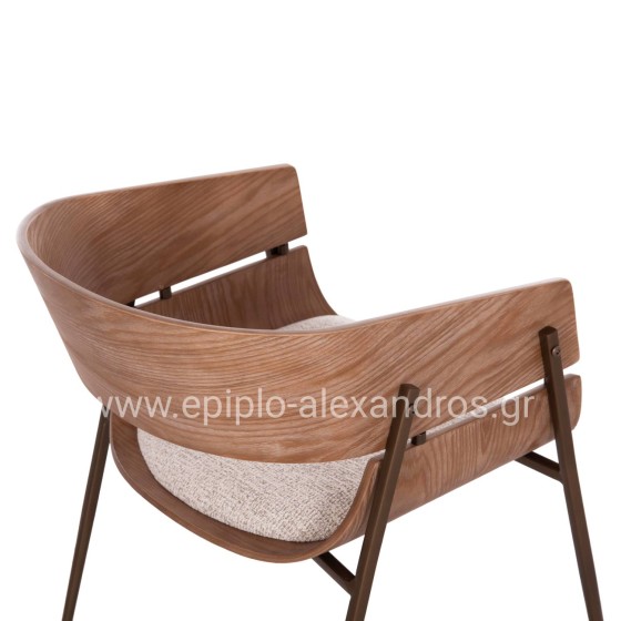 DINING ARMCHAIR KRILL HM18254.01 PLYWOOD IN WHITEWASH--META LEGS IN COPPER COLOR 55.5x55x72Hcm.