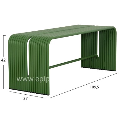BENCH 2-SEATER SERIES INTREPID HM6327.07 ALUMINUM IN GREEN COLOR 109,5x37x42Hcm.