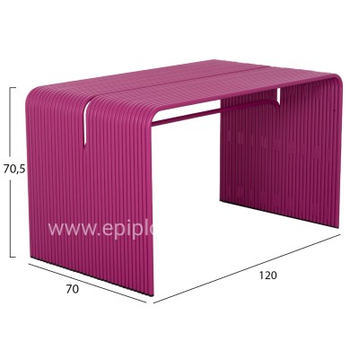 DINING TABLE SERIES INTREPID HM6330.05 ALUMINUM IN PURPLE 120x70x70.5Hcm.