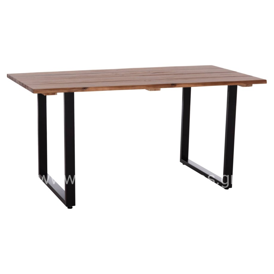 OUTDOOR DINING TABLE FRIGGO HM6375.02 ACACIA WOOD 2.6cm thick--METAL LEGS 160x80x76Hcm