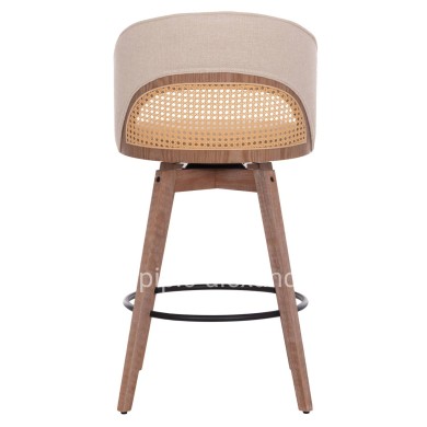 BAR STOOL SWIVEL RIKI HM18253.01 WOODEN LEGS--BEIGE FABRIC 51x53x94Hcm.