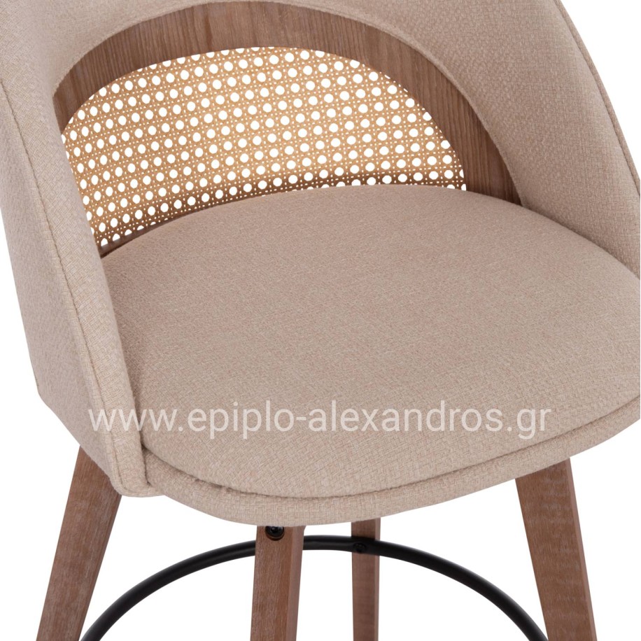 ΣΚΑΜΠΟ ΜΠΑΡ ΠΕΡΙΣΤΡΕΦΟΜΕΝΟ RIKI HM18253.01 ΞΥΛΟ--ΜΠΕΖ ΥΦΑΣΜΑ 51x53x94Υεκ.