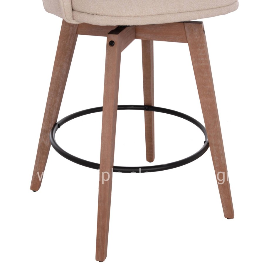 ΣΚΑΜΠΟ ΜΠΑΡ ΠΕΡΙΣΤΡΕΦΟΜΕΝΟ RIKI HM18253.01 ΞΥΛΟ--ΜΠΕΖ ΥΦΑΣΜΑ 51x53x94Υεκ.