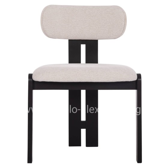 DINING CHAIR KARVO HM18252.02 FABRIC IN CREAM WHITE--WOOD IN BLACK 57x50x78.5Hcm.