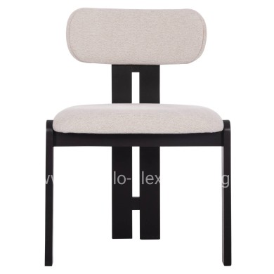 DINING CHAIR KARVO HM18252.02 FABRIC IN CREAM WHITE--WOOD IN BLACK 57x50x78.5Hcm.