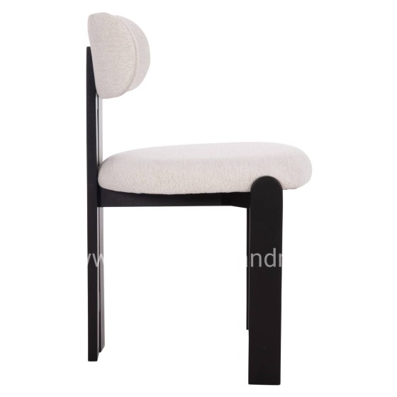 DINING CHAIR KARVO HM18252.02 FABRIC IN CREAM WHITE--WOOD IN BLACK 57x50x78.5Hcm.