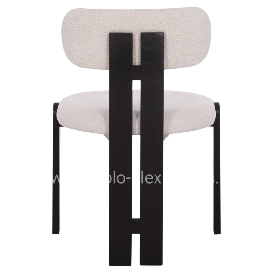 DINING CHAIR KARVO HM18252.02 FABRIC IN CREAM WHITE--WOOD IN BLACK 57x50x78.5Hcm.