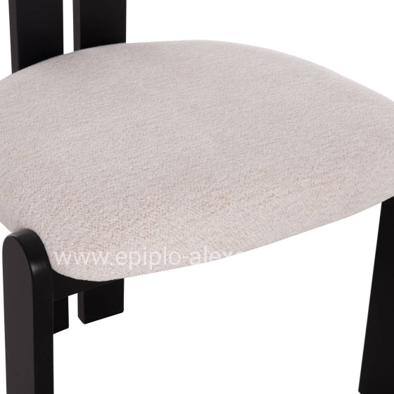 DINING CHAIR KARVO HM18252.02 FABRIC IN CREAM WHITE--WOOD IN BLACK 57x50x78.5Hcm.