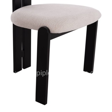 DINING CHAIR KARVO HM18252.02 FABRIC IN CREAM WHITE--WOOD IN BLACK 57x50x78.5Hcm.