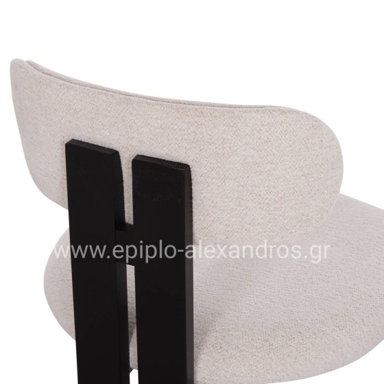DINING CHAIR KARVO HM18252.02 FABRIC IN CREAM WHITE--WOOD IN BLACK 57x50x78.5Hcm.