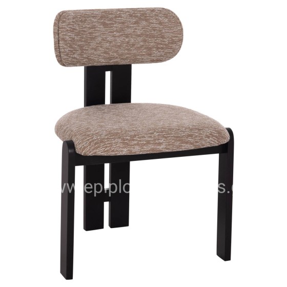 DINING CHAIR KARVO HM18252.03 FABRIC IN BROWN--WOOD IN BLACK 57x50x78.5Hcm.