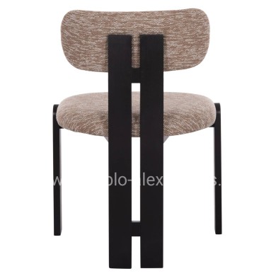 DINING CHAIR KARVO HM18252.03 FABRIC IN BROWN--WOOD IN BLACK 57x50x78.5Hcm.