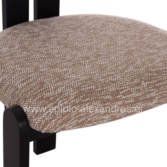 DINING CHAIR KARVO HM18252.03 FABRIC IN BROWN--WOOD IN BLACK 57x50x78.5Hcm.