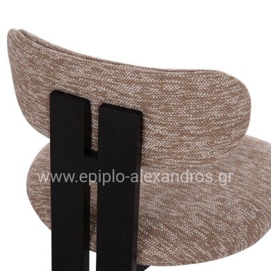 DINING CHAIR KARVO HM18252.03 FABRIC IN BROWN--WOOD IN BLACK 57x50x78.5Hcm.