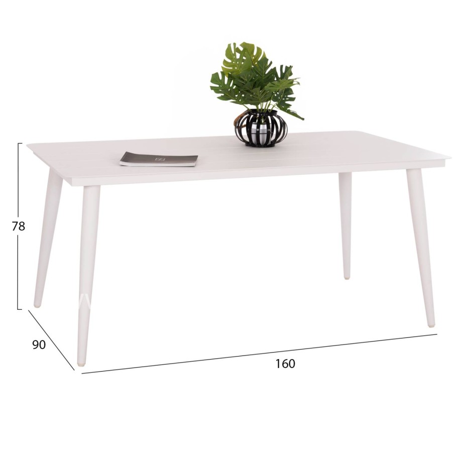 ALUMINUM DINING TABLE RECTANGULAR HIGER HM6291.02 WHITE 160x90x78Hcm.