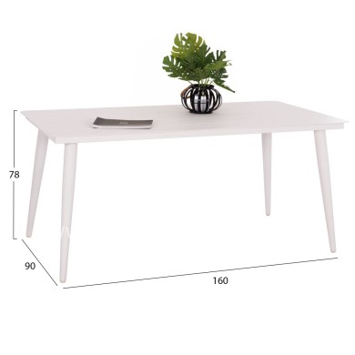 ALUMINUM DINING TABLE RECTANGULAR HIGER HM6291.02 WHITE 160x90x78Hcm.