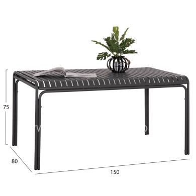 OUTDOOR ALUMINUM TABLE RACHEL HM6339.01 GREY COLOR 150x80x75Hcm.
