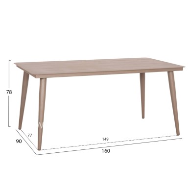 ALUMINUM DINING TABLE RECTANGULAR HIGER HM6291.04 CAPPUCCINO 160x90x78Hcm.