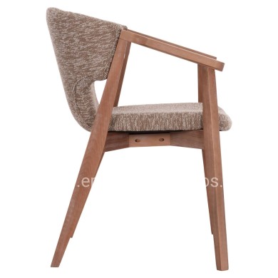 DINING ARMCHAIR YEGER HM9995.03 BEECH WOOD IN WHITEWASH-BROWN FABRIC 59x58x78Hcm.