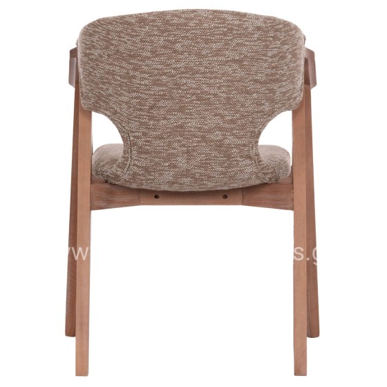 DINING ARMCHAIR YEGER HM9995.03 BEECH WOOD IN WHITEWASH-BROWN FABRIC 59x58x78Hcm.