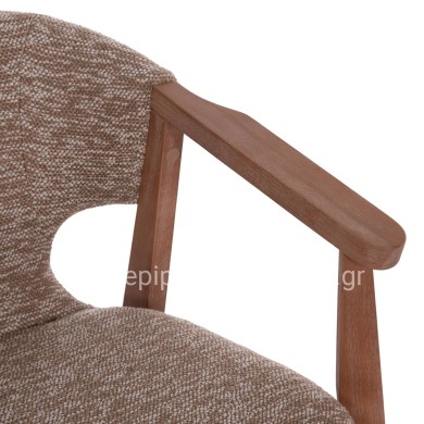 DINING ARMCHAIR YEGER HM9995.03 BEECH WOOD IN WHITEWASH-BROWN FABRIC 59x58x78Hcm.