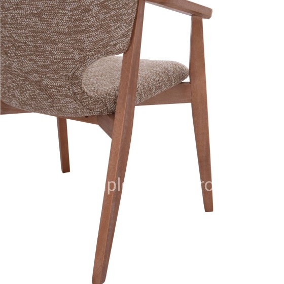 DINING ARMCHAIR YEGER HM9995.03 BEECH WOOD IN WHITEWASH-BROWN FABRIC 59x58x78Hcm.