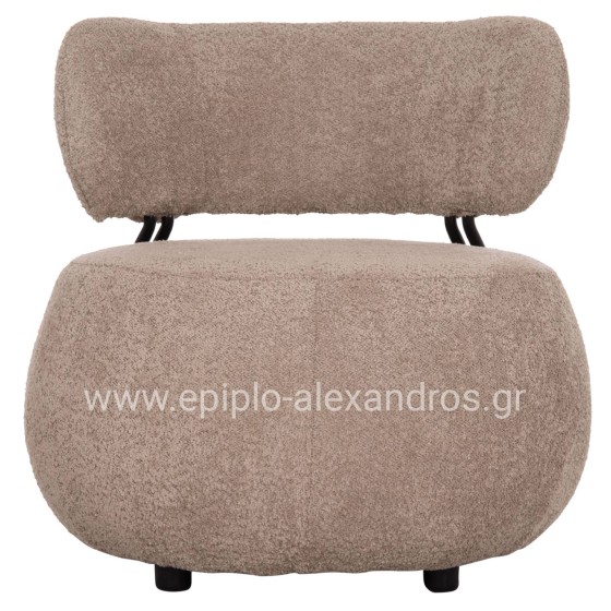 LOUNGE CHAIR ROUND KARSEN HM9598.08 DARK BEIGE BOUCLE FABRIC 79x82x74Hcm.