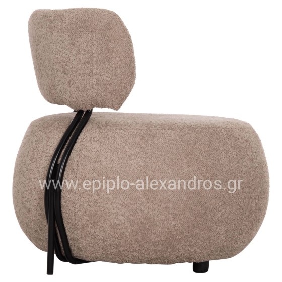 LOUNGE CHAIR ROUND KARSEN HM9598.08 DARK BEIGE BOUCLE FABRIC 79x82x74Hcm.