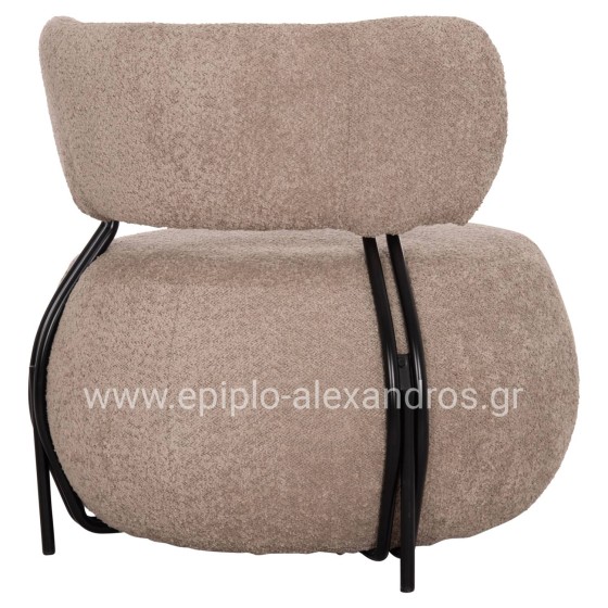 LOUNGE CHAIR ROUND KARSEN HM9598.08 DARK BEIGE BOUCLE FABRIC 79x82x74Hcm.