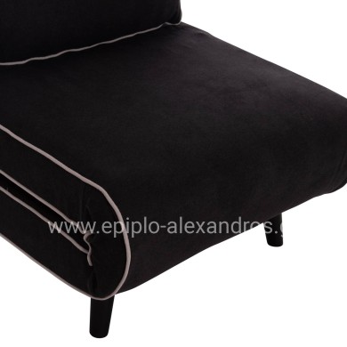 ARMCHAIR-BED BRAXTON HM8425.03 BLACK FABRIC 78x88x78Hcm.